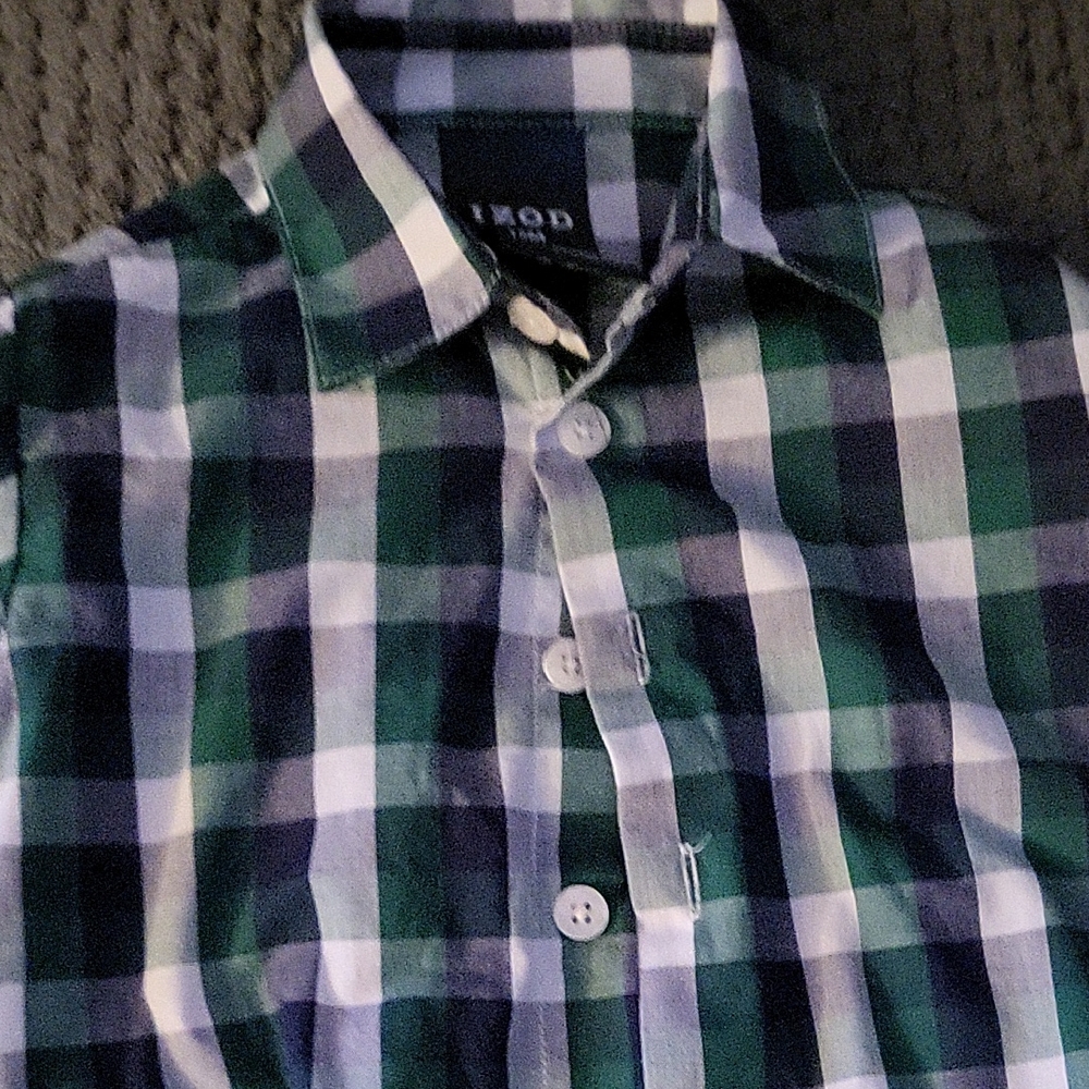 Izod Green and Blue Checkered Men's Shirt